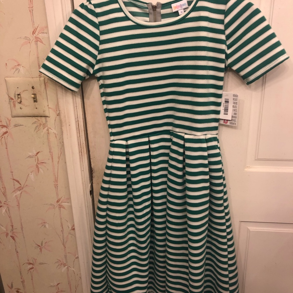 Green and white dress